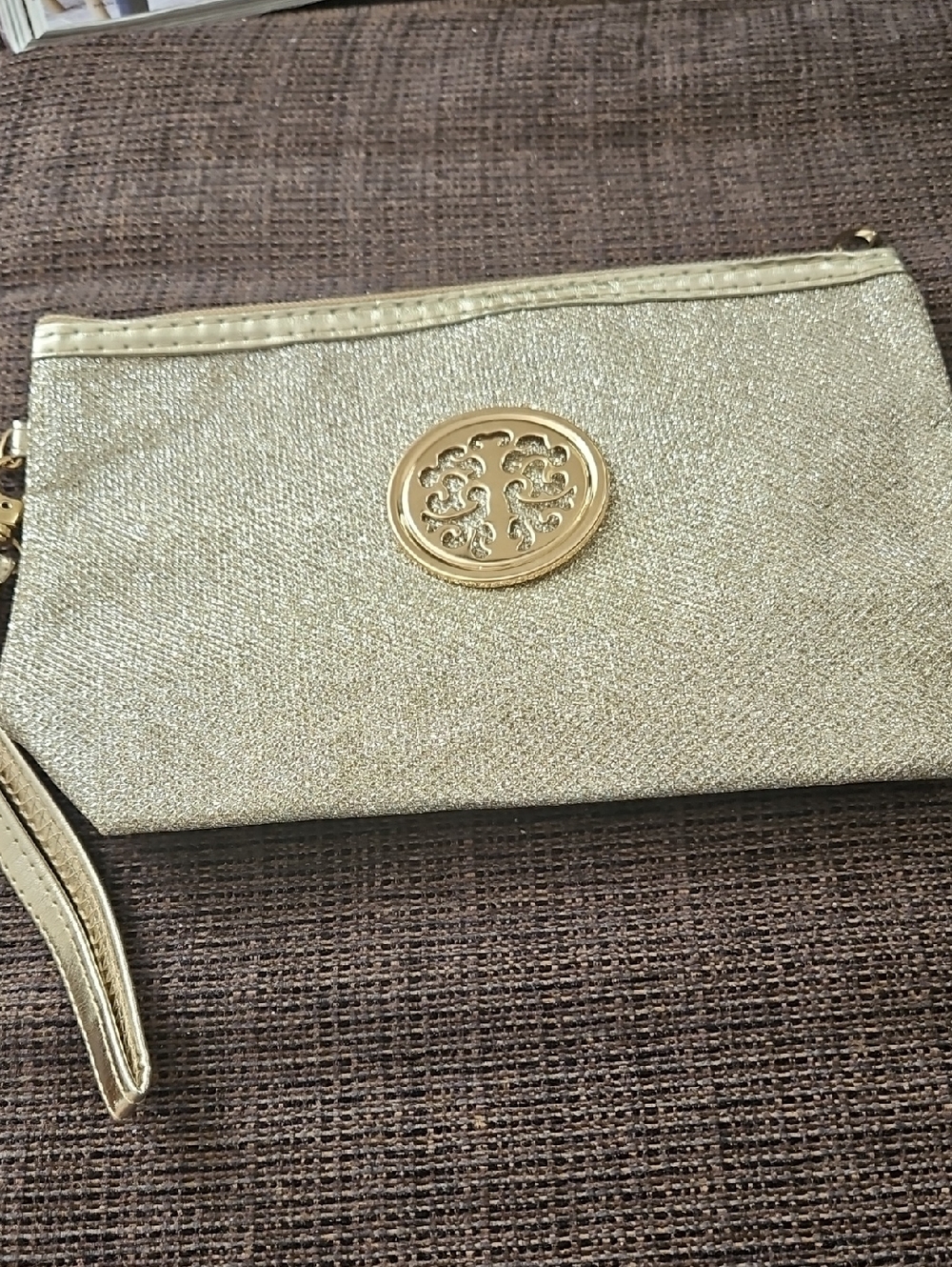 Metallic Gold Cosmetic Makeup Or Clutch Bag